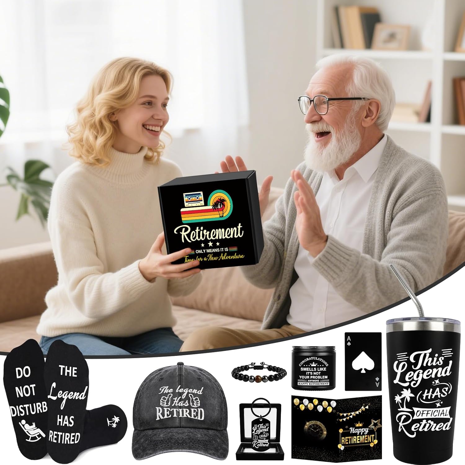 8 Pcs Retirement Gifts for Men 2026, This Legend Has Retired, Happy Retired Gifts Basket for Dad, Grandpa, Coworker, Teachers, Boss, Friends, Retirees, 20 Oz Tumbler Best Mens Retirement Gift Set - Image 7
