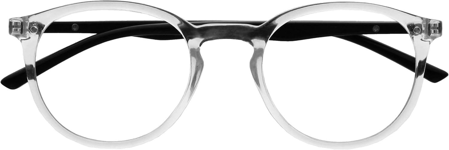 OPULIZE MET Blue Light Blocking Reading Glasses for Women Men, Slim Round Frame with Scratch Resistant and Spring Hinges, Computer Glasses with Anti-Reflective, Clear +0 (Pack of 1)