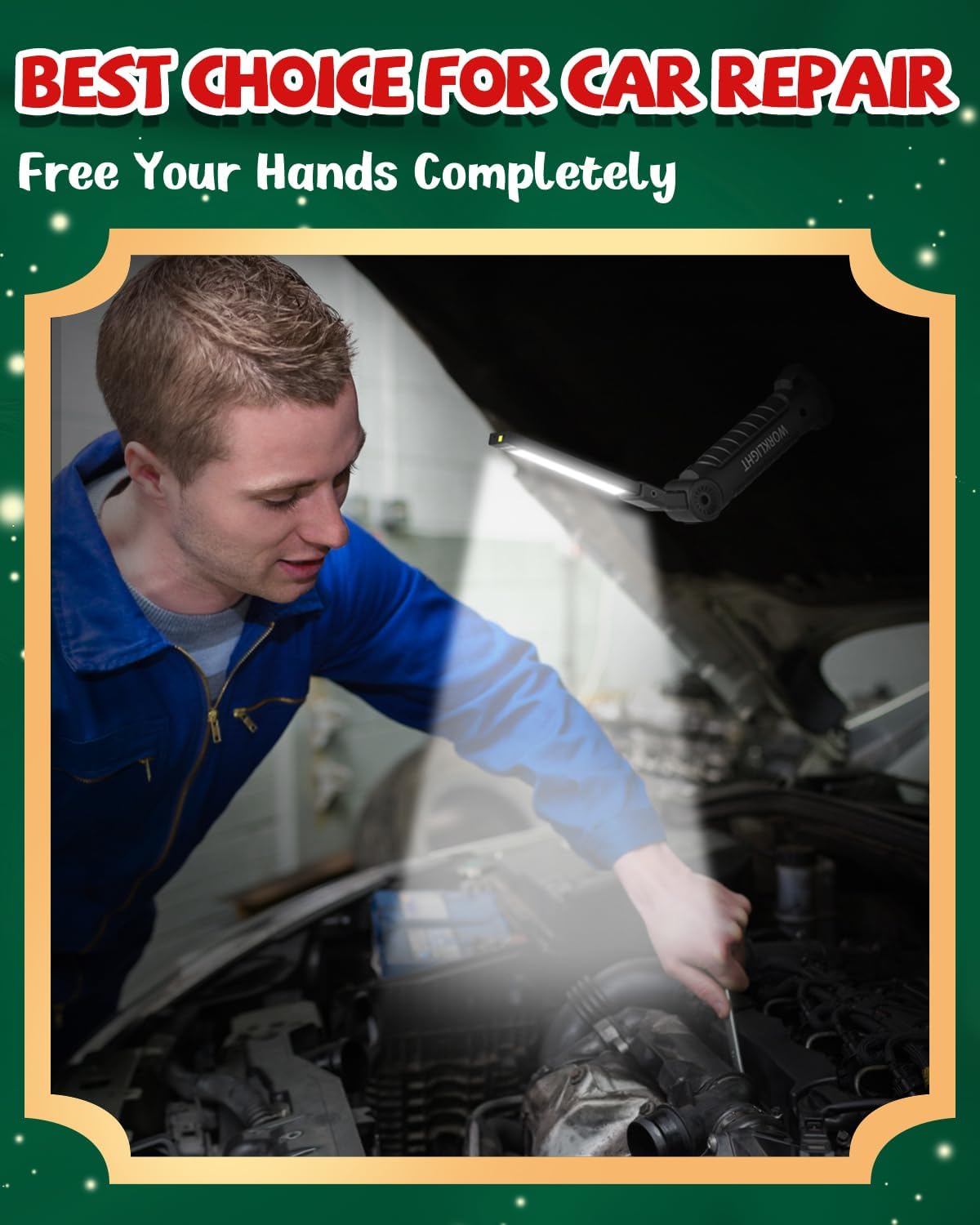 Coquimbo LED Rechargeable Work Light Fathers Day Dad Gifts for Men Him, LED Torch Rechargeable Emergency Inspection Lamp 360° Rotate Mechanic Light with Magnetic Base Hook (4 Pack, Black) - Image 3