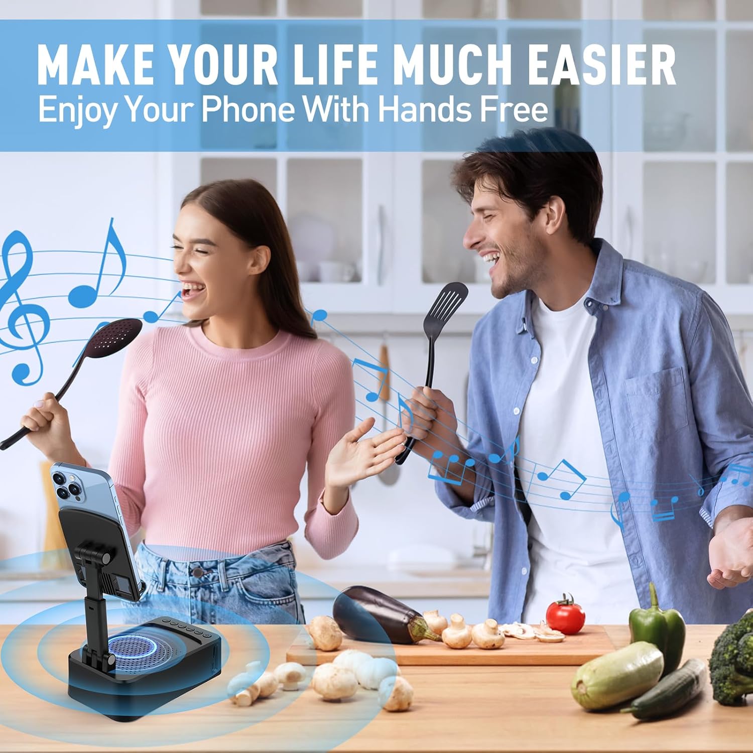 ZOOI Gifts for Men, Valentines Gifts for Him, Birthday Gift for Dad Him Gadgets Mens Valentines Gift s for Men Who Have Everything, Bluetooth Speaker with Clock & Phone Stand - Image 4