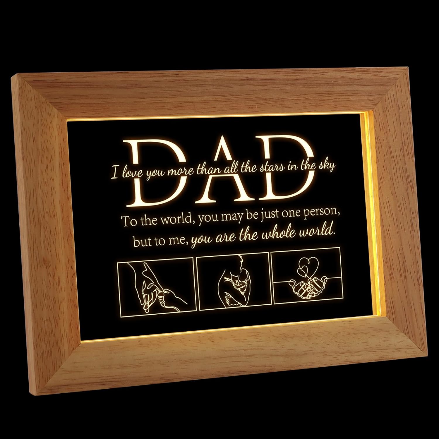 PRSTENLY Dad Gifts, Dad Birthday Gifts from Daughter Son, Father's Day Gift for Men Night Light Frame with Grateful Sayings for Daddy Gift for Birthday Presents Christmas - Image 2