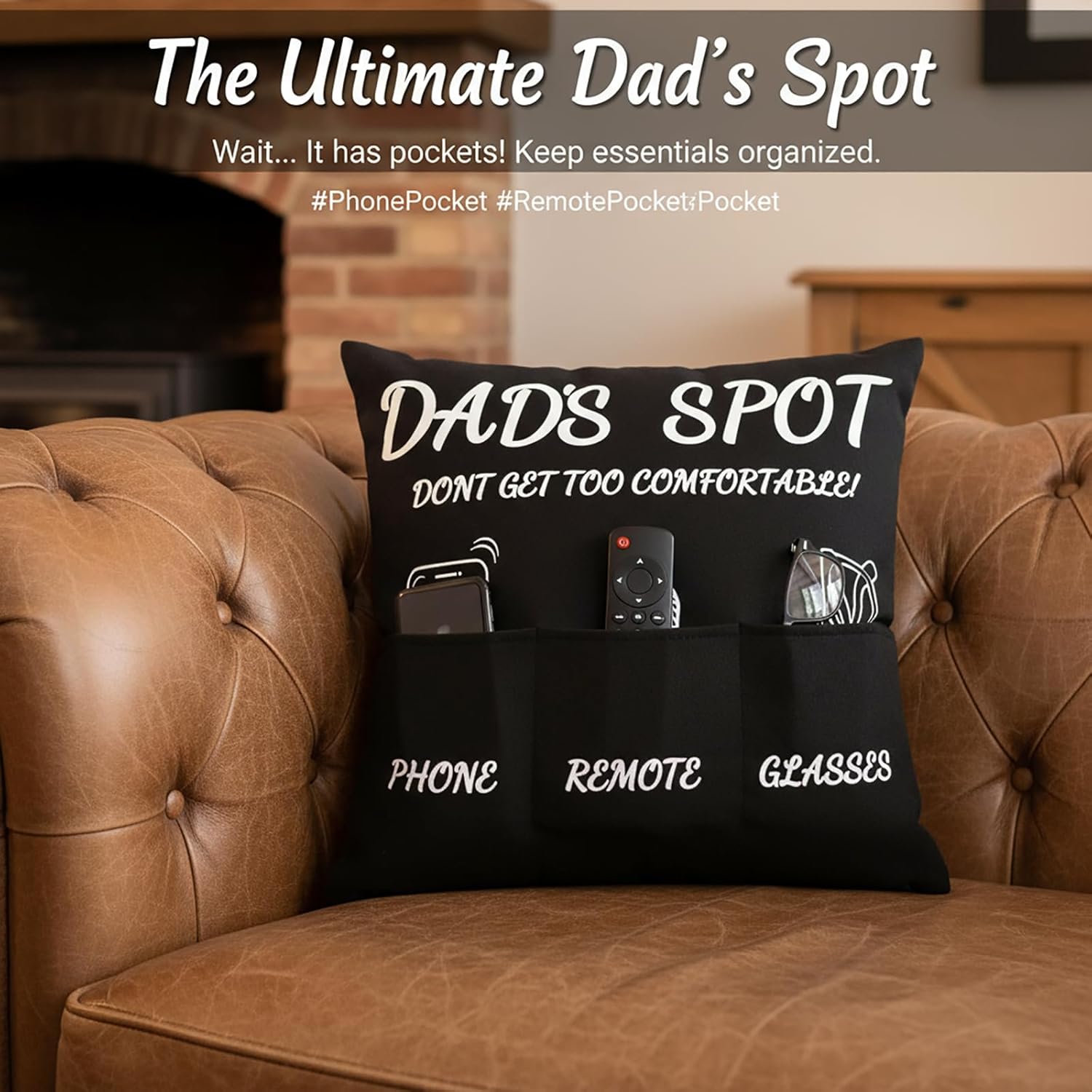 Dad Gifts Set, Cushion Cover, Mug and Keychain Set Gift, Double-Sided 45x45cm Throw Pillow Cover with Pockets, Christmas Birthday Gifts for Dad from Son Fathers Day - Image 4