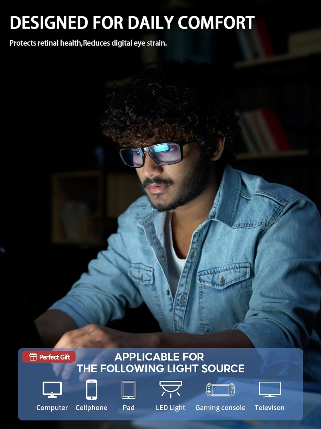 Blue Light Blocking Glasses For Men/Women Anti-Fatigue Computer Monitor Gaming Improve Sleep Reduce Eye Strain - Image 9