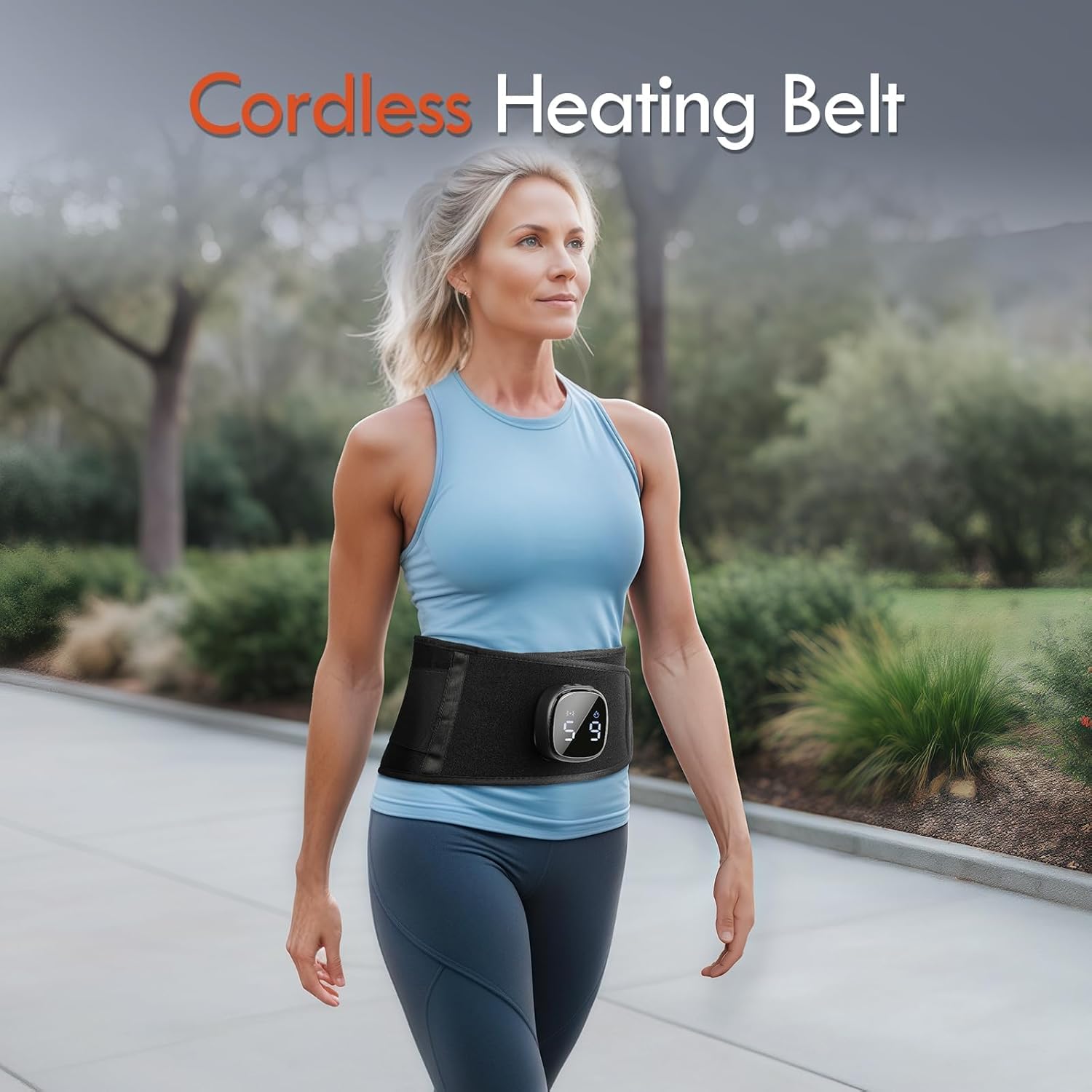 Comfytemp Cordless Heated Back with Massager, Rechargeable Back Heat Pad for Lower Back Soothing, Portable Heating Waist Wrap Belt, 9 Heat 5 Vibration 3 Intensity, APP Control, Gifts for Mom Dad - Image 2