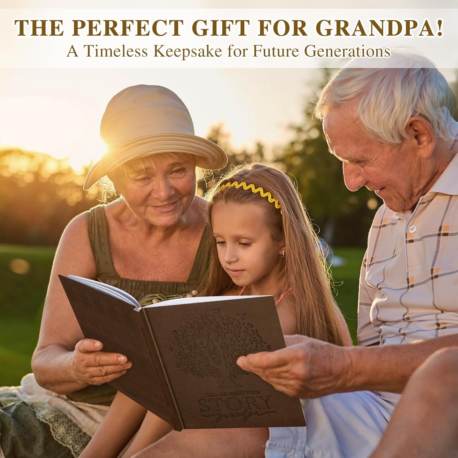 Lanpn Grandpa Life Story Book Journal with 270+ Prompts, Leather Hardcover Grandfather Guided Journal Memory Keepsake Book to Fill Out, Father's Day Birthday Christmas Grandpas Gift, Brown - Image 6