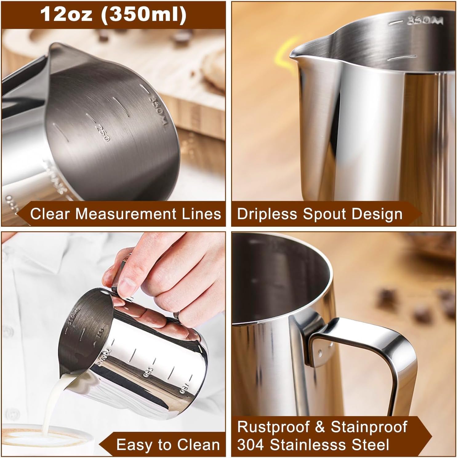 Coffee Tamper 51mm Set 22PCS: Coffee Machine Accessories for Espresso Include 51mm Tamper and Mat, Stainless Steel Milk Frother Jug, WDT Tool, Espresso Spoon, Latte Art Pen and 16 Cappuccino Stencils - Image 3