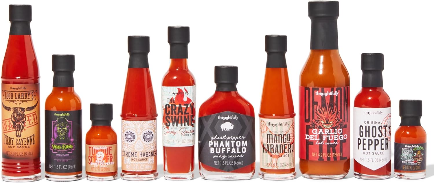 Thoughtfully Gourmet, Hot Sauce Challenge Gift Set, Includes Spicy Hot Sauces for a Hot Sauce Challenge, Pack of 10 - Image 5