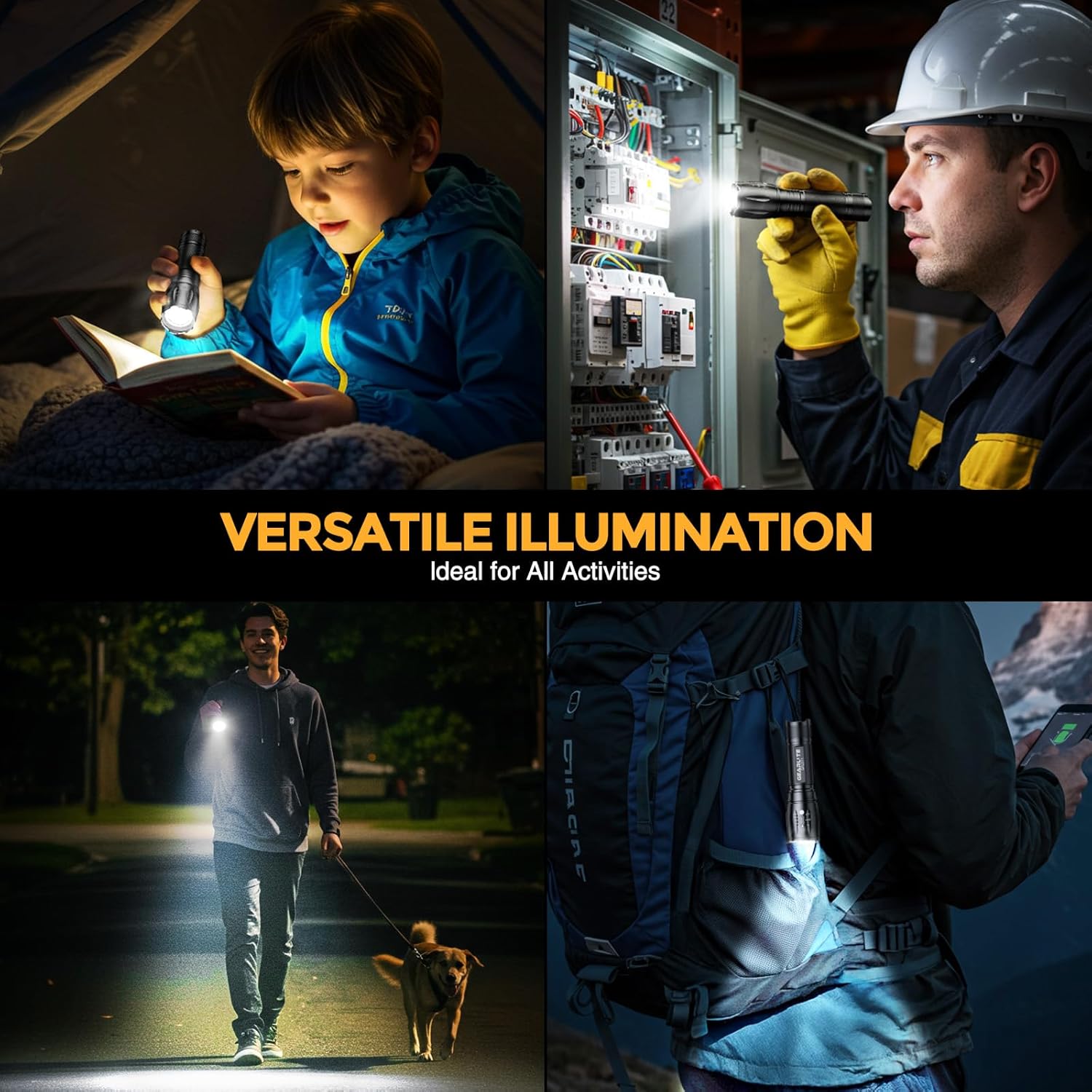 GEARLITE LED Torch Rechargeable, 2000LM Zoomable Rechargeable Torch with 3 Modes, Long-Lasting IP65 Waterproof Torches Led Super Bright for Camping, Hiking, Emergencies - Gifts for Men Dad Kids - Image 8