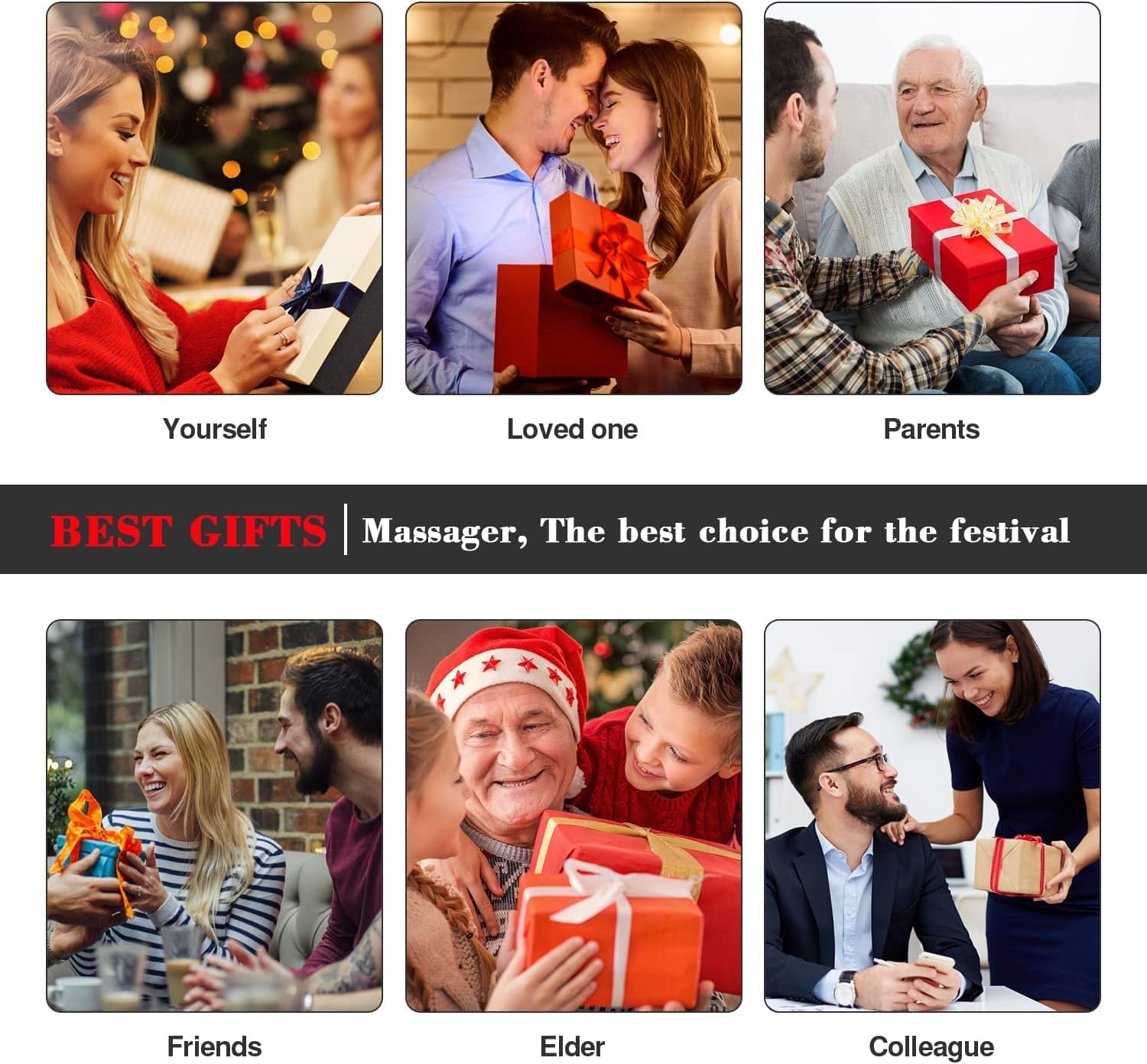 WOQQW Shiatsu Back Shouder and Neck Massager with Heat - Gifts for Women/Men/Mum/Dad - Electric Deep 4D Kneading Massager for Back, Neck and Shouer Pain Relief, Best Gifts for Birthday (Black Gray) - Image 6