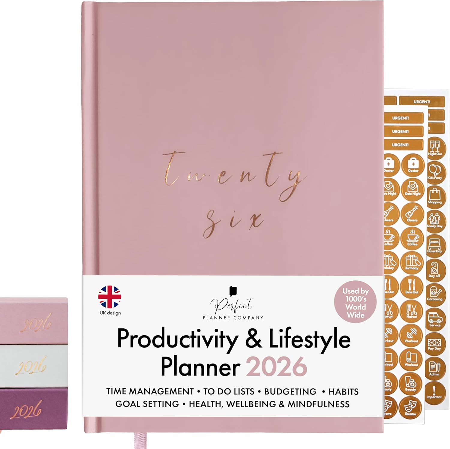 2026 Productivity & Lifestyle Planner by Perfect Planner Company. Weekly & Monthly Diary with Goals, Habit Tracker & Time Management to Organise Life, Wellbeing & Health. 222 Stickers