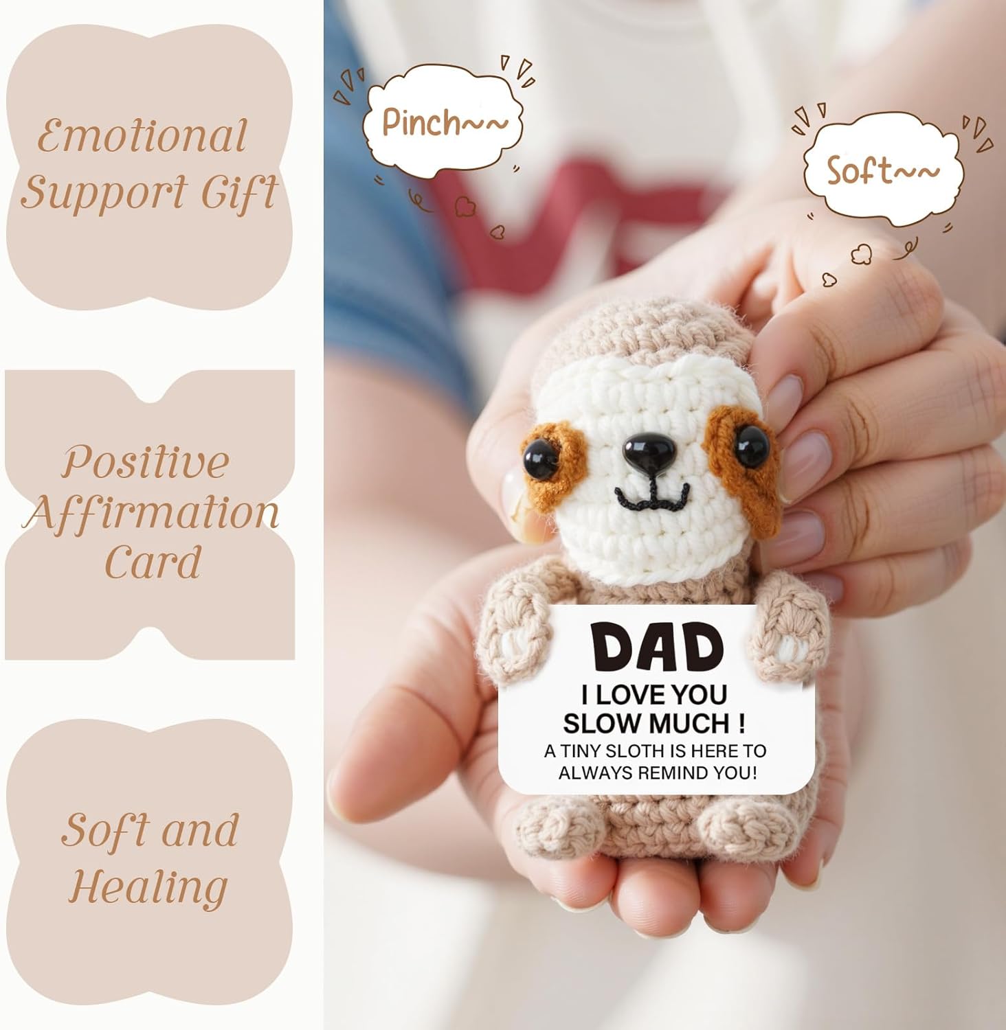 Dad Gifts, Dad Birthday Gifts - Handmade Crochet Funny Cute Sloth, Presents for Daddy from Daughter Son for Birthday, Father's Day, Christmas - Image 4
