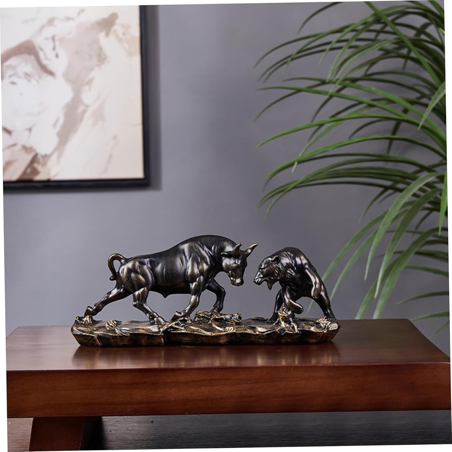 Bronze Wall Street Bull Statue Finance Office Stock Market Forex Decor - Image 4