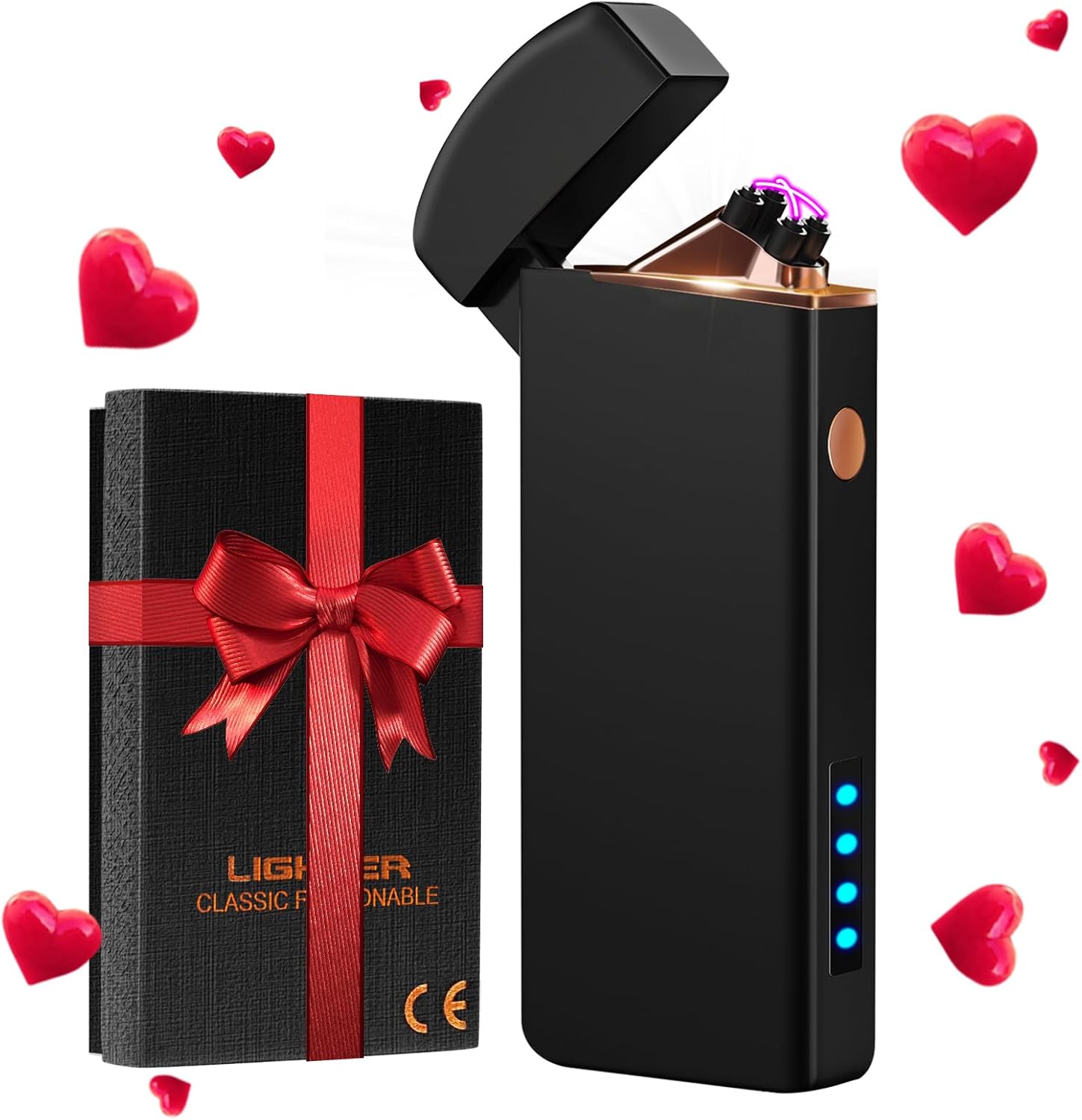 Coquimbo Valentines Day Gifts for Him Men Electric Lighter, USB Rechargeable Arc Lighter Windproof Flameless Plasma Lighter with Battery Display, Birthday Gifts for Men, Women, Him, Her