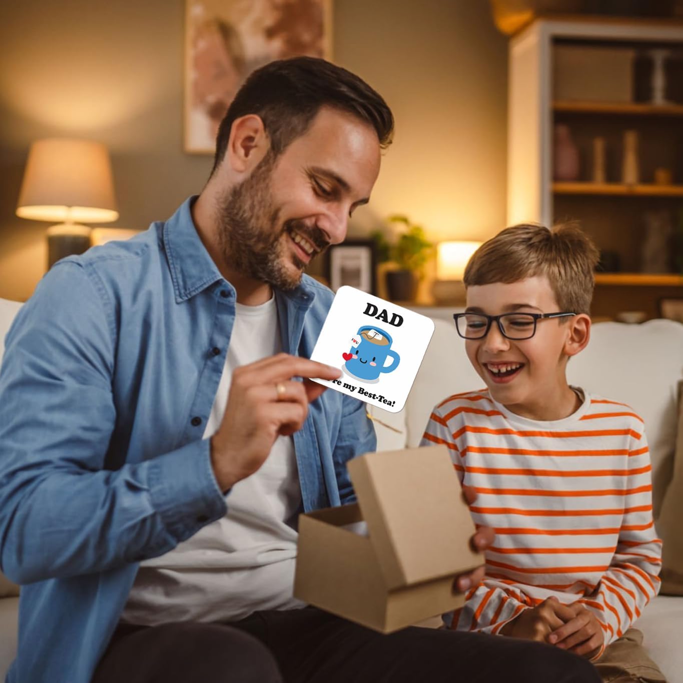 Funny Gift For Dad Secret Santa Stocking Filler Christmas Xmas Gifts For Dad Joke Presents For Him Dad You're My Best-Tea Pun Gag Drinks Coaster Birthday Beer Coaster Step Dad Cheap Gifts - Image 5