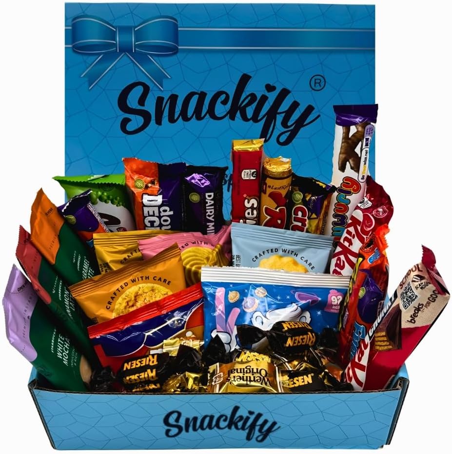 Luxury Selection Gift Box, 22 Assorted Chocolate Bars, Best Flavour Coffee, Biscuits, Butters Candies, English Brands Hamper for Christmas, Fathers & Mothers Day, Birthday, Merry Chritmas Gift Card