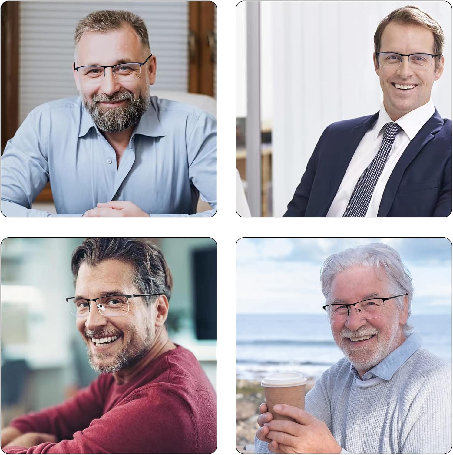 3 Pack Blue Light Blocking Reading Glasses for Men, Stylish Half Frame Metal Computer Readers, Lightweight Spring Hinge Eyeglasses Anti Eyestrain/Glare/UV (Mix Color, Black+Grey+Brown, 1.0) - Image 7