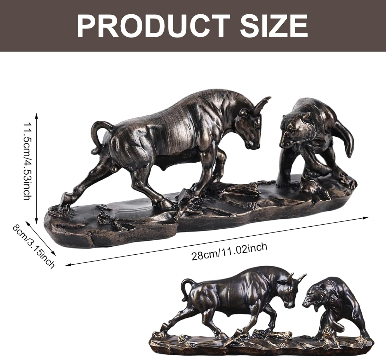 Bronze Wall Street Bull Statue Finance Office Stock Market Forex Decor - Image 6