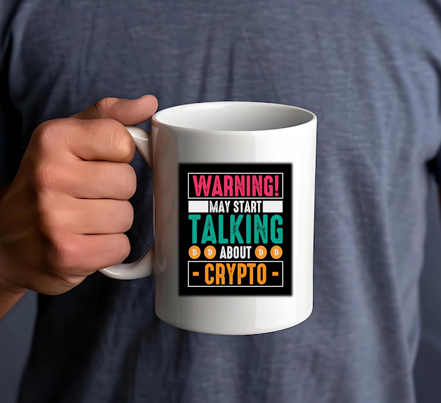 Warning May Start Talking About Crypto Funny Crypto 11oz Mug – Bitcoin Blockchain Humor Coffee Mug – Ceramic Mug for Crypto Enthusiasts – Perfect for Blockchain Geeks, Crypto Traders, and Investors - Image 3