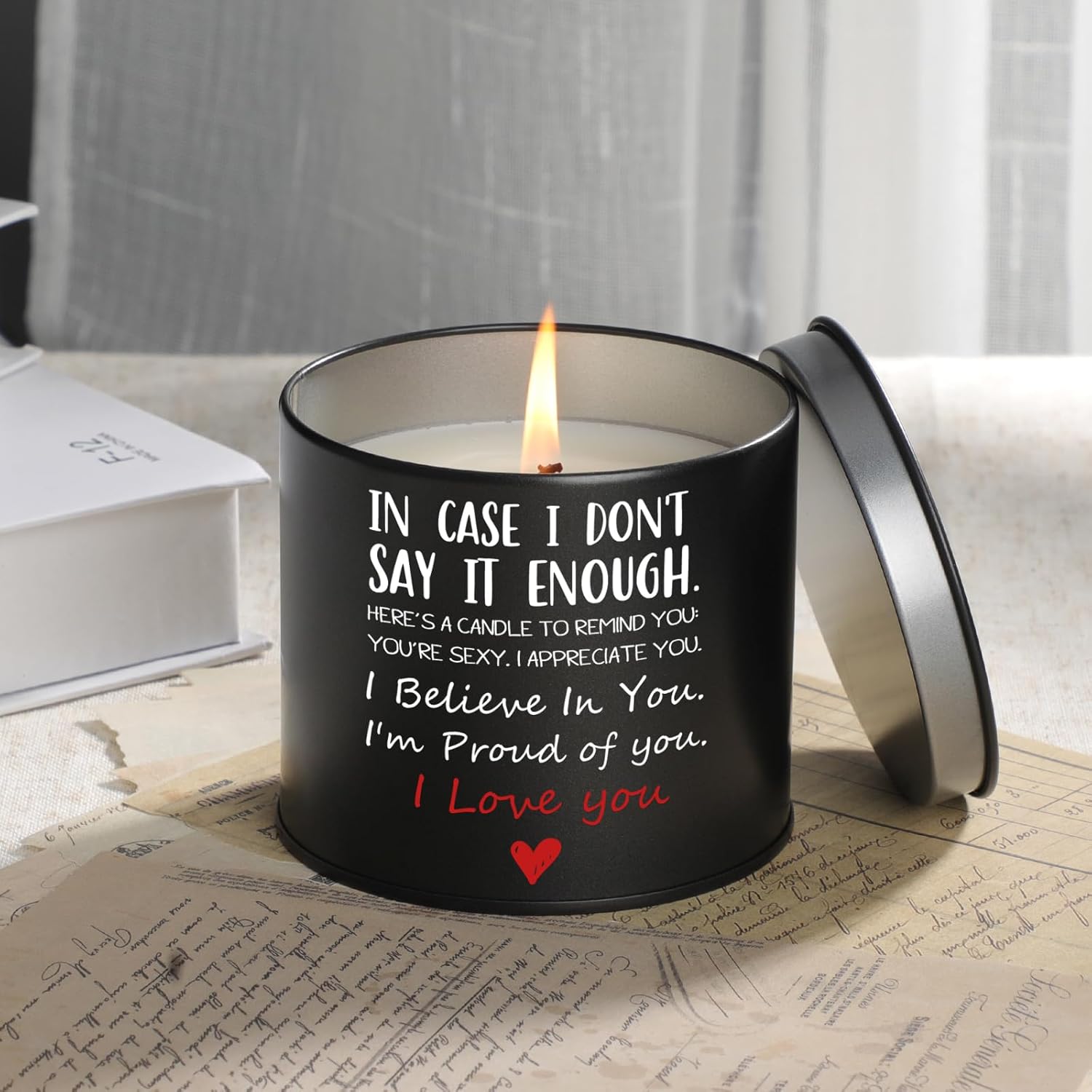 PRSTENLY Valentines Gifts for Him Men I Love You Gift for Boyfriend Birthday Thanksgiving for Husband Christmas for Her 9OZ Scented Candles for Men Wedding Anniversary Romantic for Her - Image 8