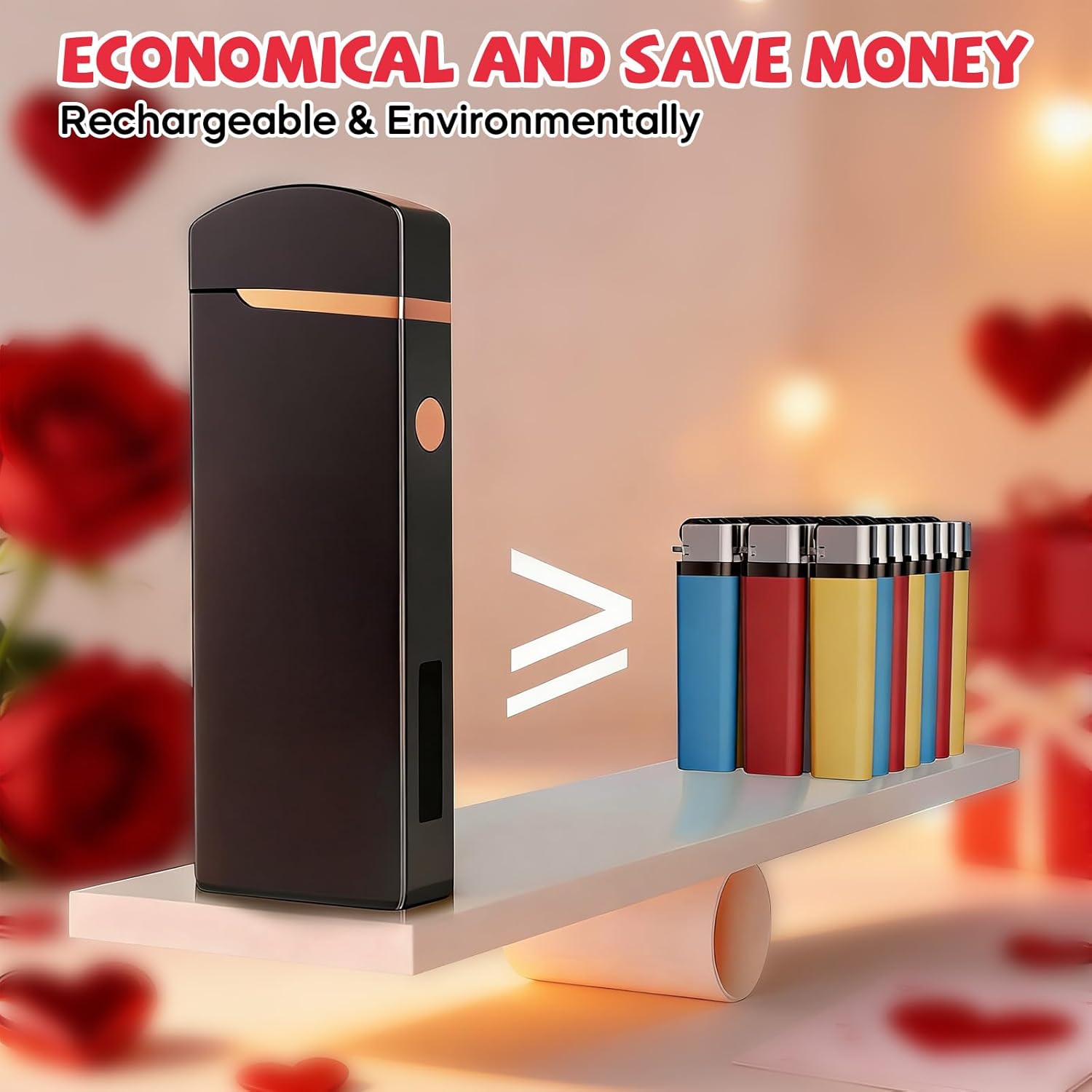 Coquimbo Valentines Day Gifts for Him Men Electric Lighter, USB Rechargeable Arc Lighter Windproof Flameless Plasma Lighter with Battery Display, Birthday Gifts for Men, Women, Him, Her - Image 8