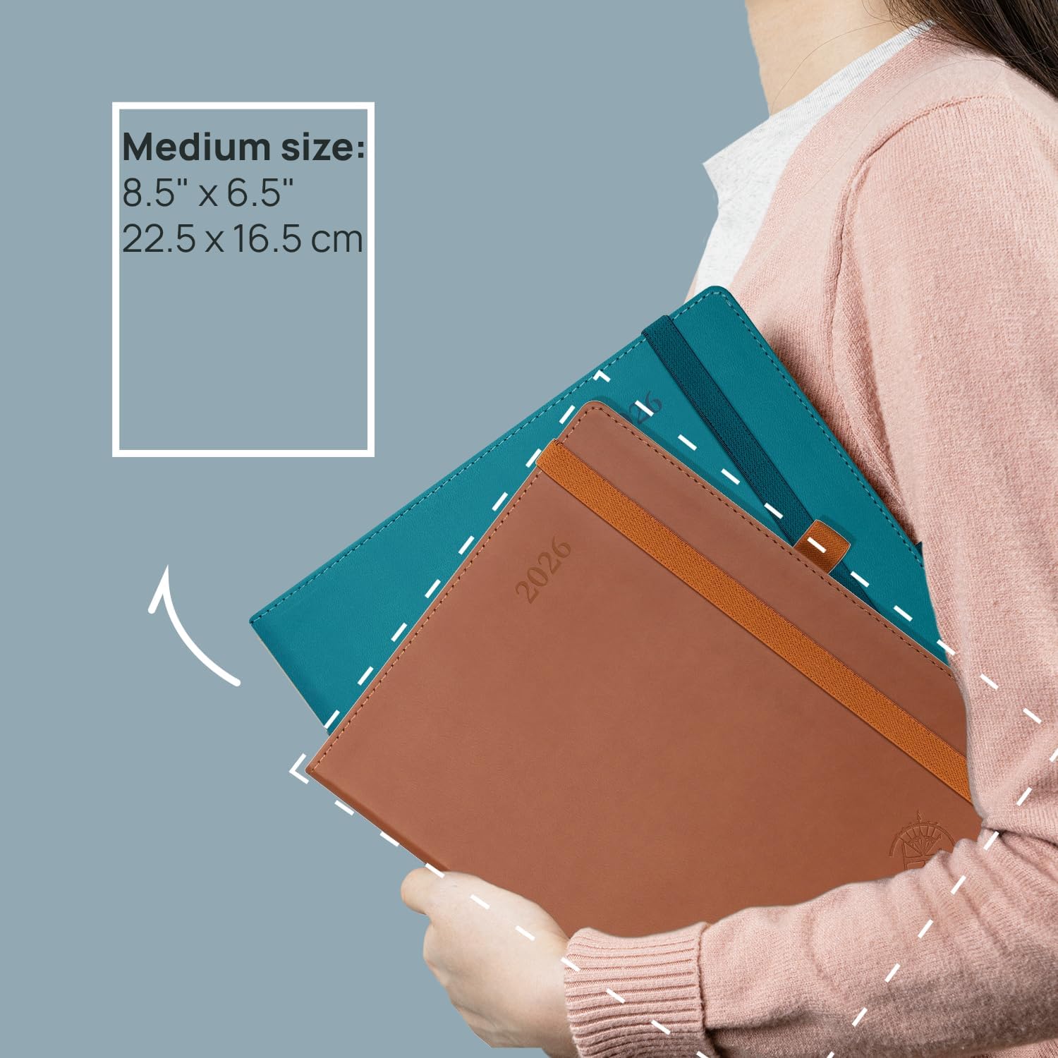 POPRUN 2026 A5 Diary Week to View (22x16.5 cm) PU Leather Soft Cover Vertical Weekly Appointment Diary 26 Work Planner, Monthly Tabs, 100GSM Paper (Purple) - Image 2