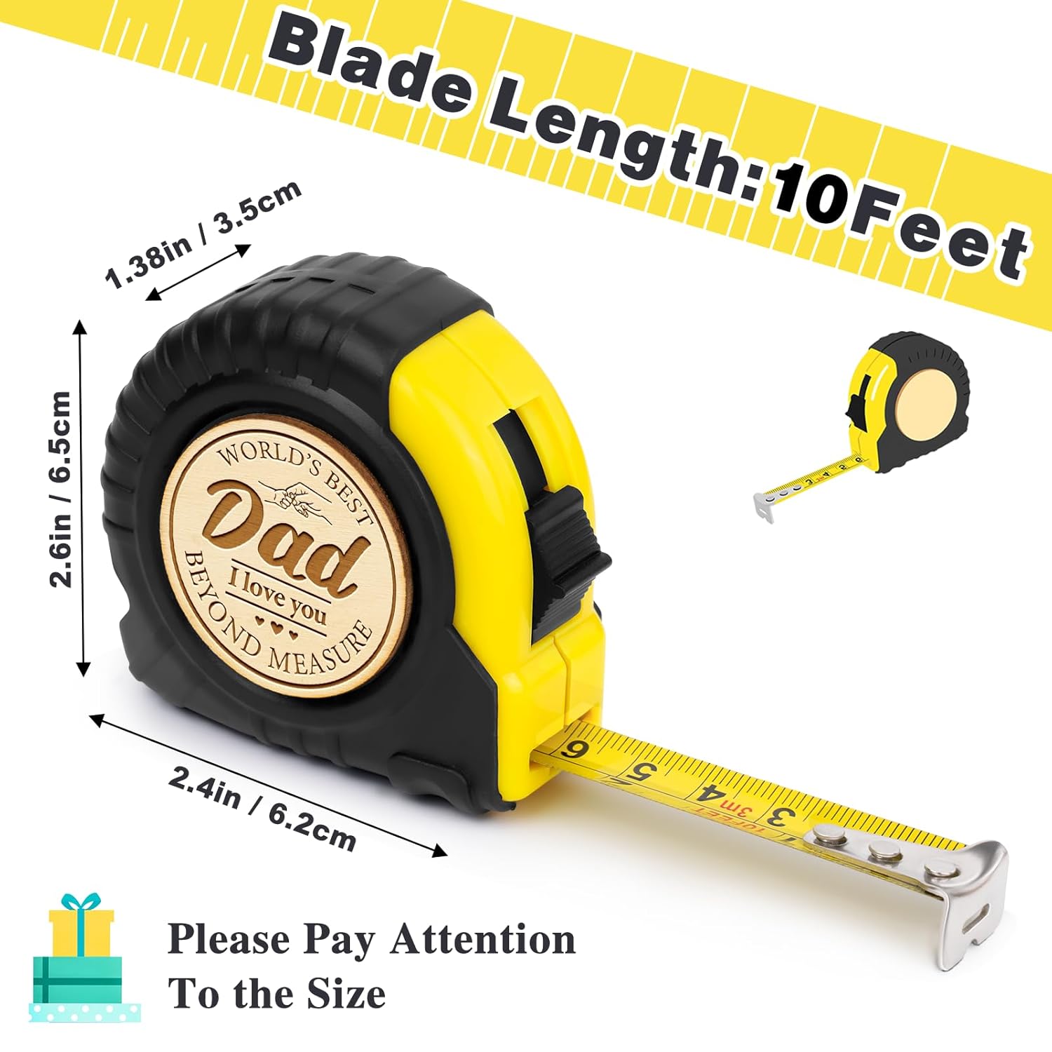 Gifts For Dad, Dad Gifts, Birthday Gift for Daddy From Daughter Son, Presents For Daddy, Bonus-dads on Father's Day, Tape Measure 3M/10' - Image 4