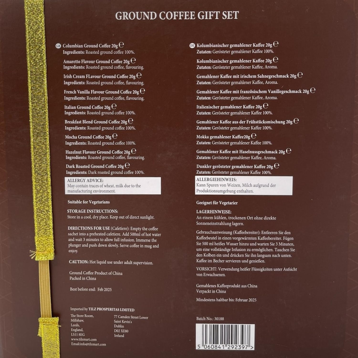 Ground Coffee Gift Set Christmas Hamper – 9 Flavour Gourmet Selection Box for Coffee Lovers with Colombian Amaretto Hazelnut Vanilla Mocha Irish Cream Dark Roast – Festive Gift for Men Women Friends - Image 2