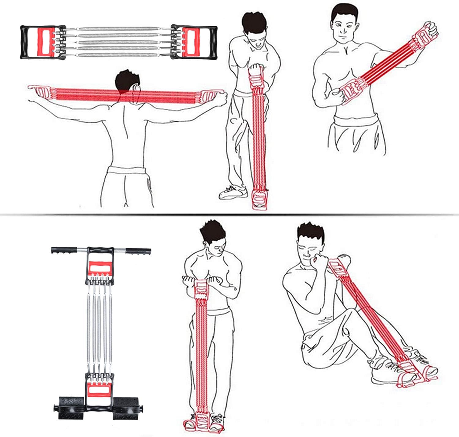 Tummy Trimmer Hand Gripper Chest Expander COVVY 3 in 1 Pull-up Bars Spring Exerciser Elastic Sit Up Pull Rope Home Fitness Equipment - Image 6