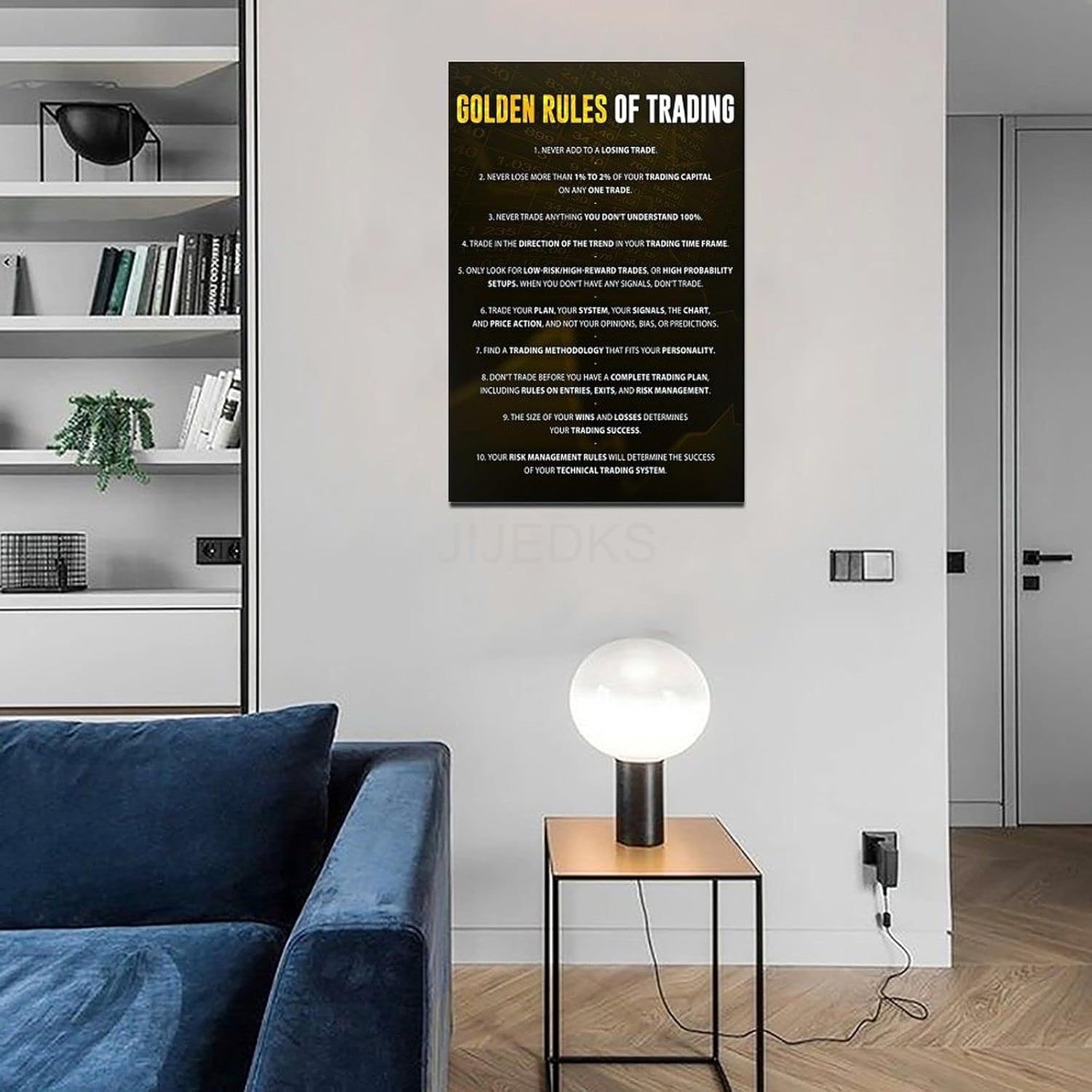 Golden Rules Of Trading Wall Art Canvas Print Forex Stock Market Sign, Financial Quote NASDAQ Day Trader Psychology, Trade Money Gift Poster, Office Living Room Bedroom Canvas Wall Decor 12x18inch(30x - Image 3