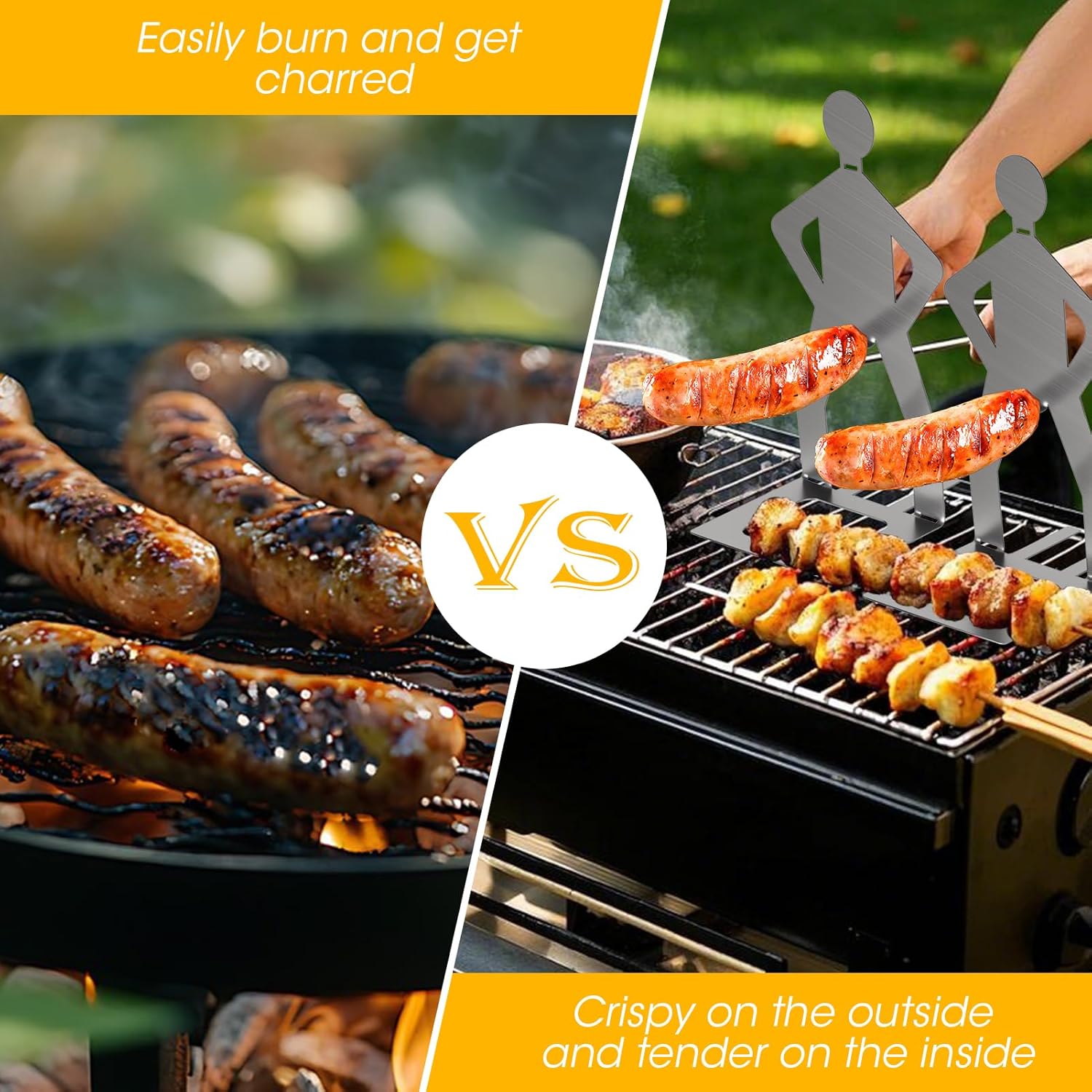 3Pcs BBQ Sausage Holder, Stainless Steel Hot Dog Grill Tool, BBQ Gadgets Novelty BBQ Tool Holder for Outdoor Barbecue, Humorous BBQ Gadgets for Men, Fun BBQ Gifts for Men - Image 5