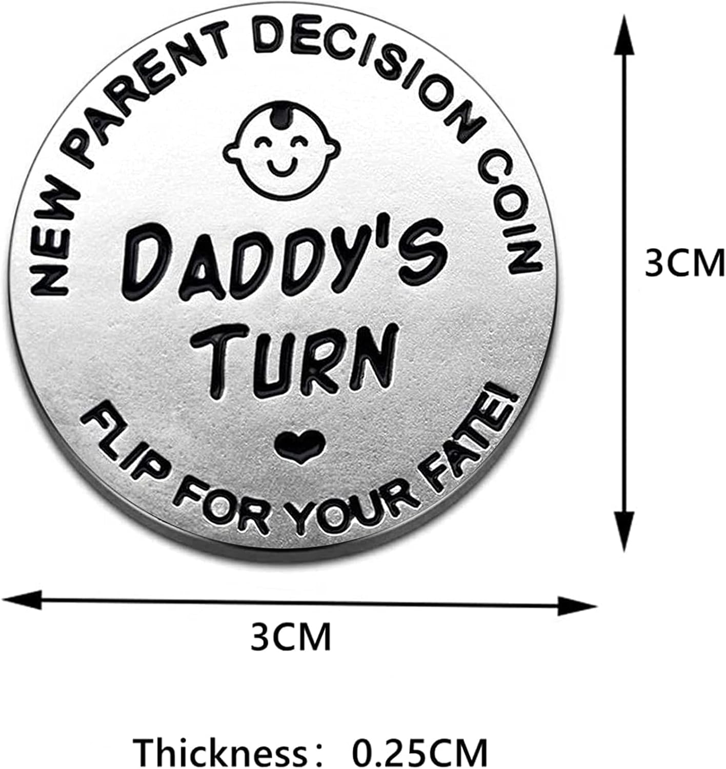 huishi Funny Decision Coin for New Parents,Gifts for Mum Dad,Newborn Baby Gifts,Flip Coin Decision,Mother's Day, Baby Shower Gift,Birthday, Anniversary, Stainless Steel (Silver) - Image 2