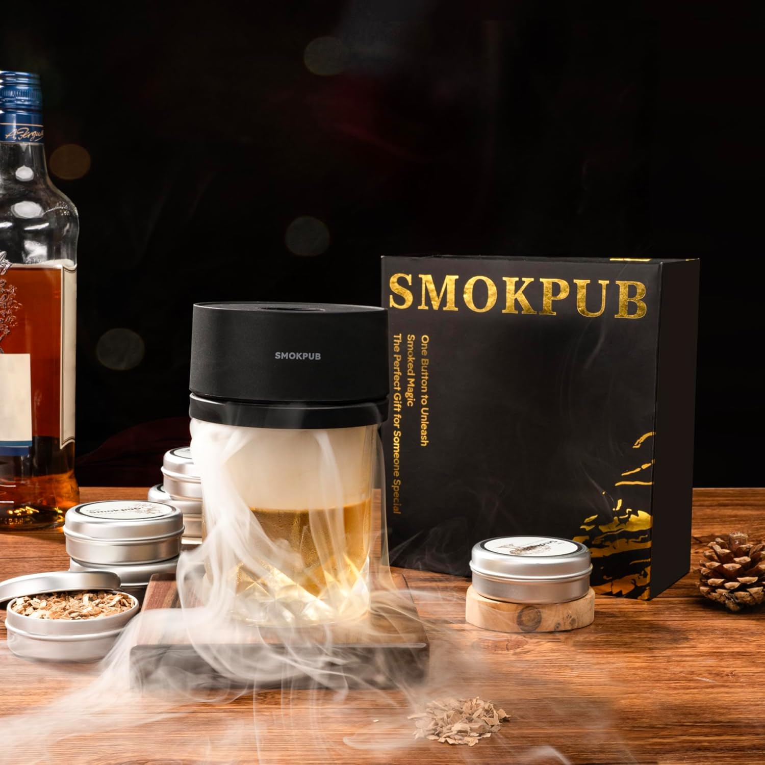 Electric Whiskey Smoker Kit Built-in Lighter, No Butane Needed, Cocktail Smoker Kit with 6 Wood Chips, Old Fashioned Drink Smoker Kit, Bourbon Whiskey Gifts for Men,Dad,Husband - Image 8