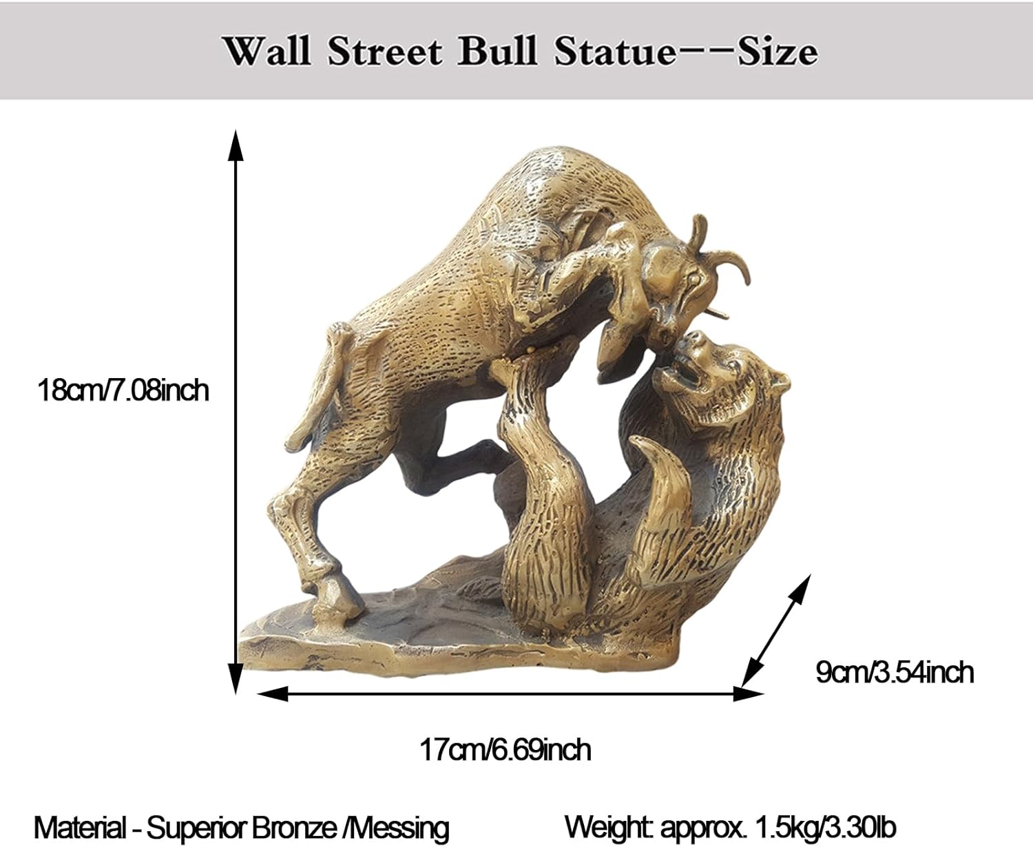 Bull and Bear Statue - Brass Stock Market Sculpture - for Office, Desktop, Bookshelf, Living Room, Study, Home Decor - Image 5