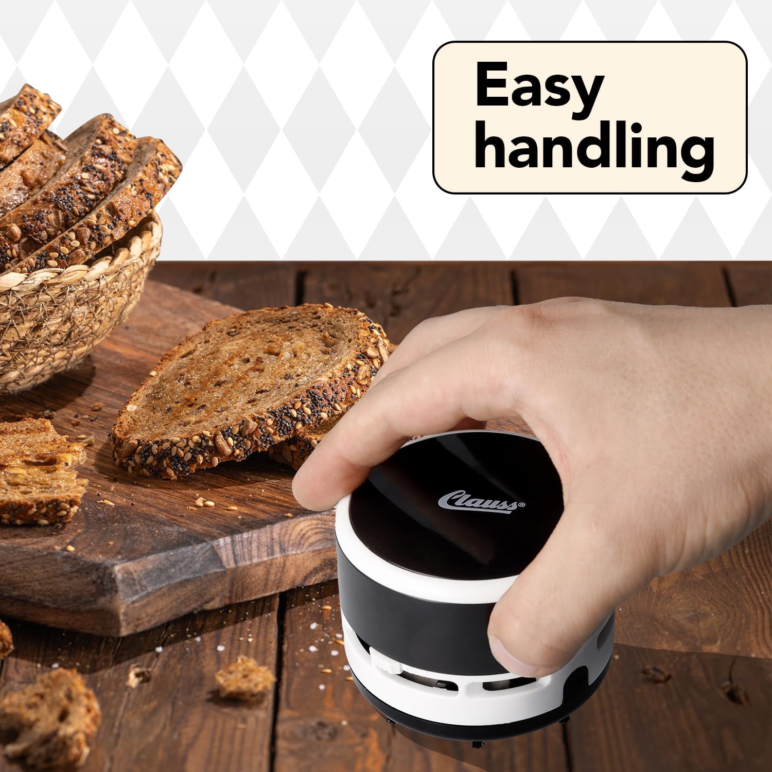 Clauss 2Clean Desk Vacuum Cleaner Black, Mini vacuum cleaner as an office gadget, Ideal for office, household or car, 2 x AA batteries (not included), Easy to clean, CL-50001 00 - Image 3