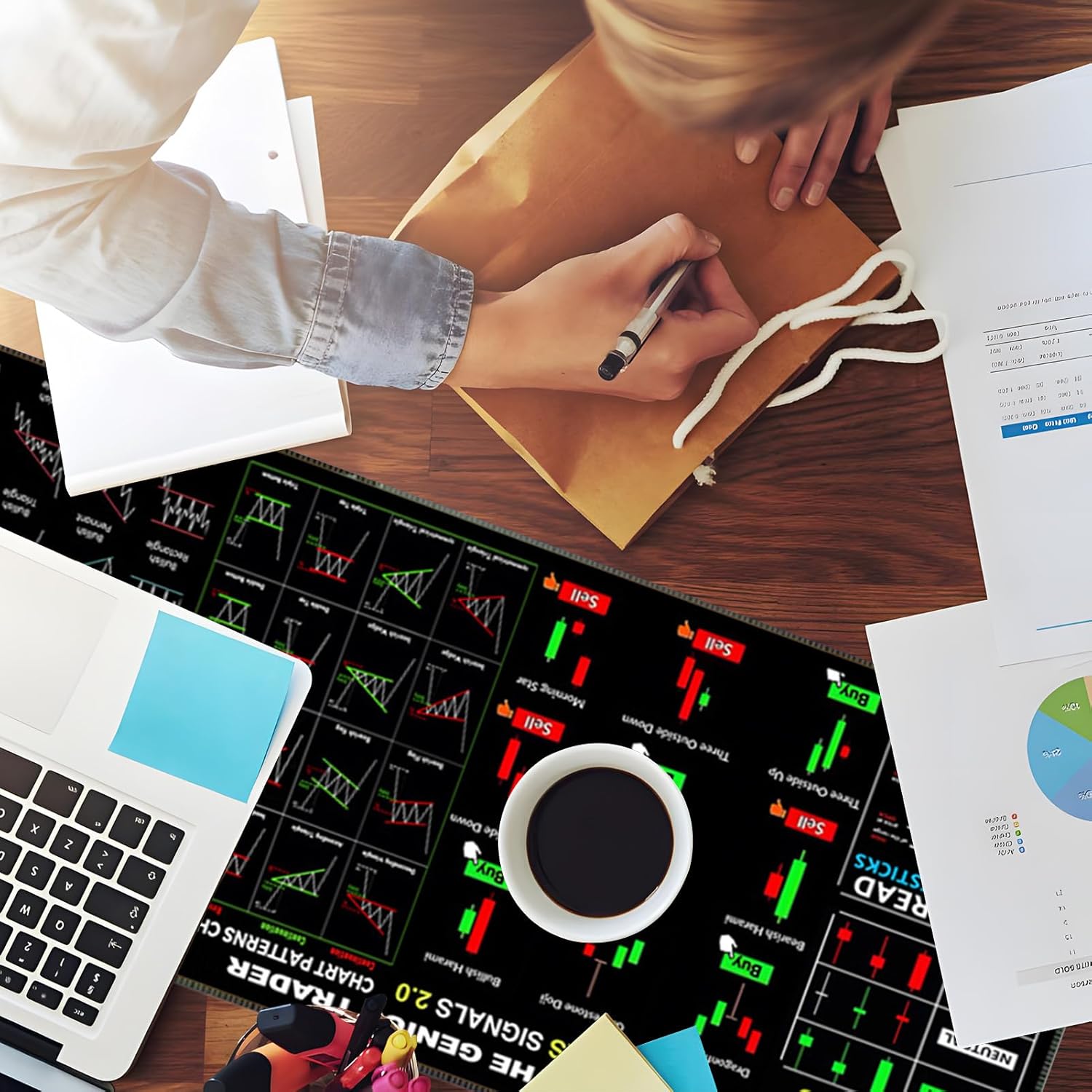 Stock Market Mouse Pad - 11.81 x 31.5 x 0.08 in Financial Desk Mat, Rubber, Printed Formula Design | Non-Slip Large Mouse Pad for Traders Investors Office Home PC Printed Formula Design - Image 2