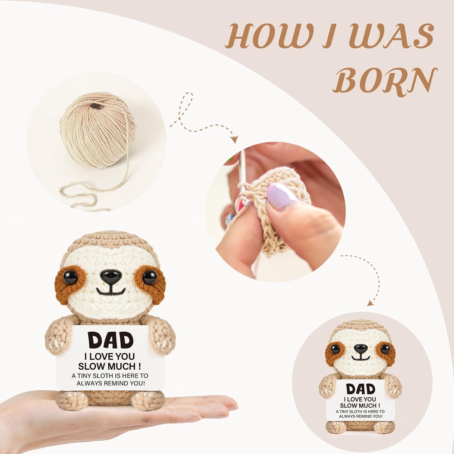 Dad Gifts, Dad Birthday Gifts - Handmade Crochet Funny Cute Sloth, Presents for Daddy from Daughter Son for Birthday, Father's Day, Christmas - Image 5