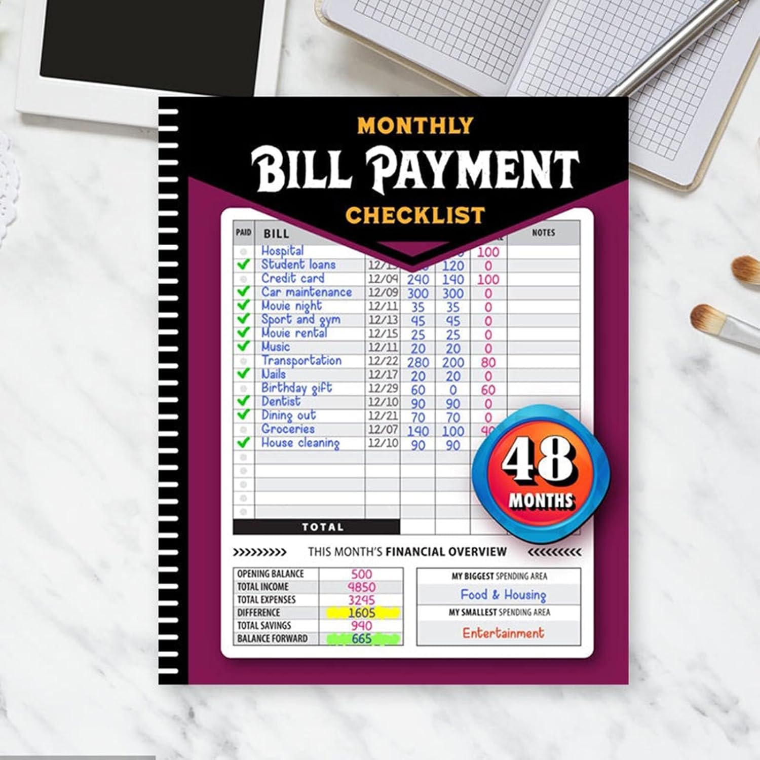 Budget Planner - Monthly Bill Organizer With Pockets. Expense Tracker Notebook Finance Planner/Account Book That Manages Your Finances, Start Anytime - Image 5
