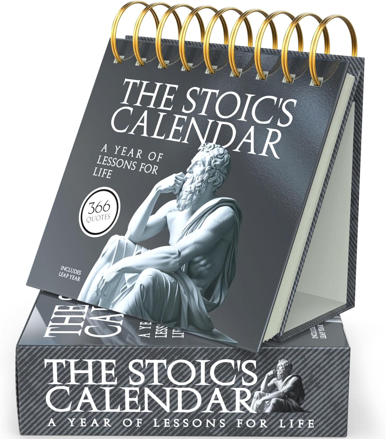 Daily Stoic Calendar – 365 Day Flip Perpeptual Calendar with Ancient Wisdom and Philosophy Quotes UK Dates Gift Box & Stand Use Year After Year