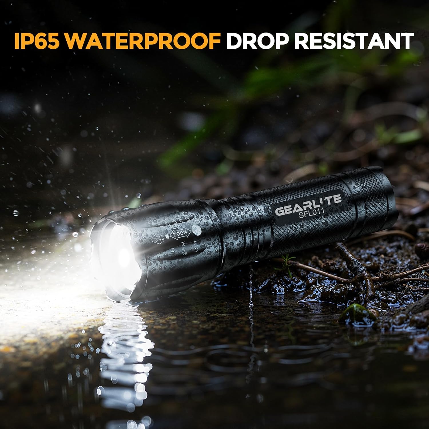 GEARLITE LED Torch Rechargeable, 2000LM Zoomable Rechargeable Torch with 3 Modes, Long-Lasting IP65 Waterproof Torches Led Super Bright for Camping, Hiking, Emergencies - Gifts for Men Dad Kids - Image 4