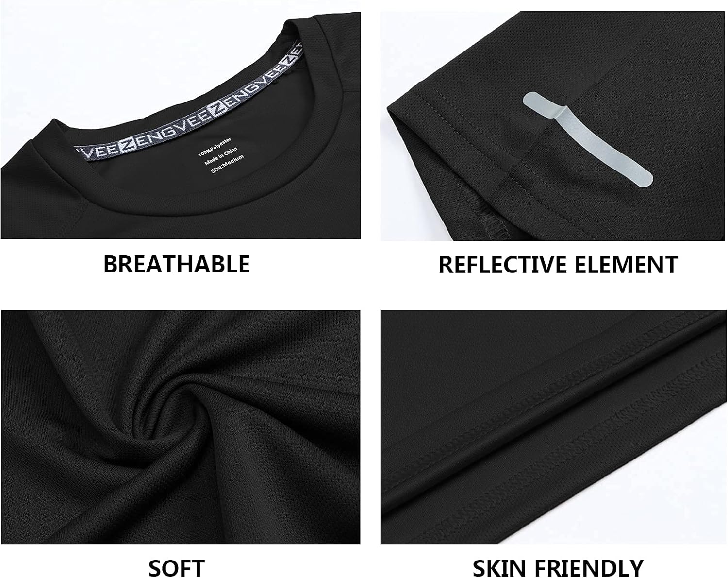 1/3 Pack Mens T-Shirts Quick Dry Short Sleeve Tops Moisture Wicking Active Athletic Running Work Shirts - Image 6