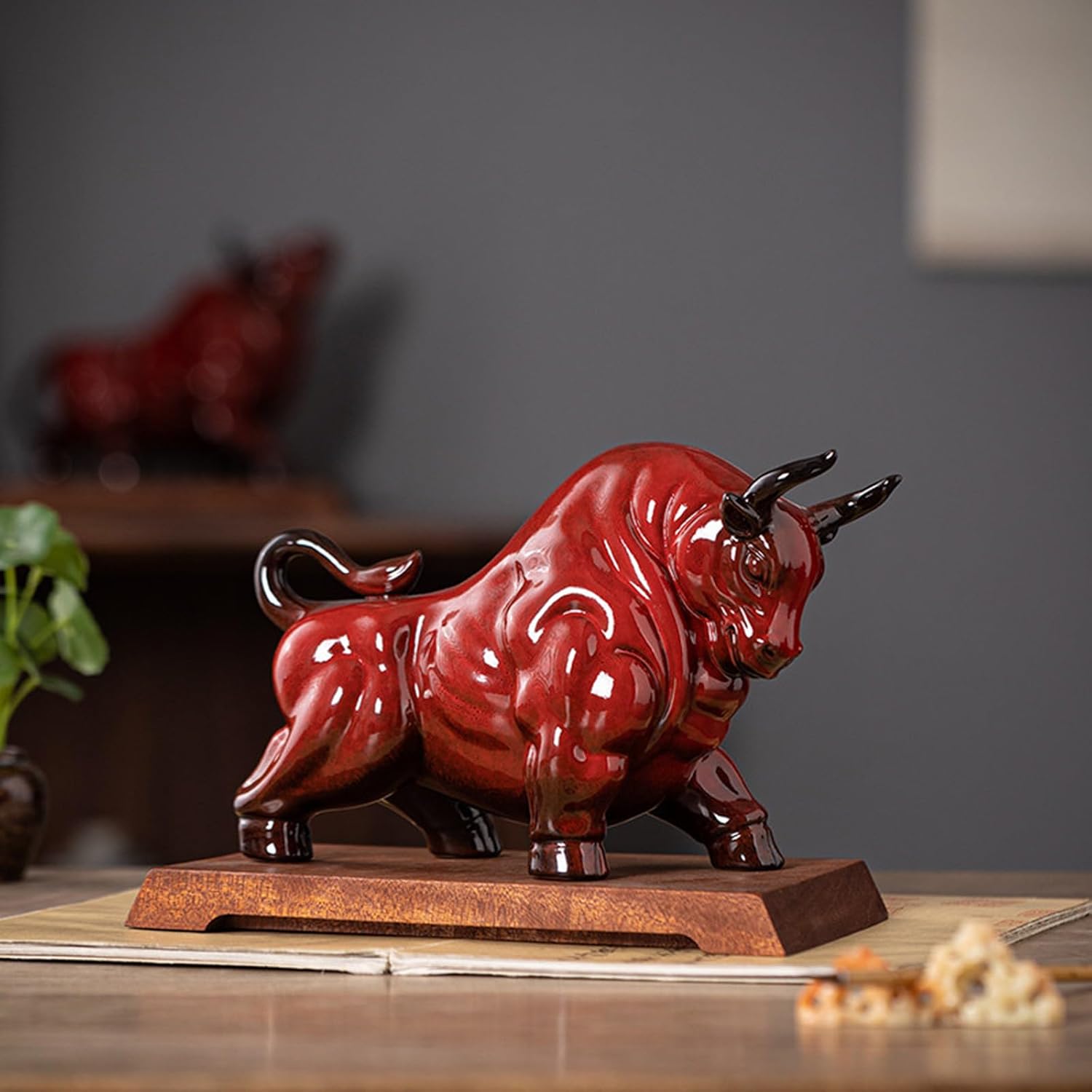 Wall Street Ceramic Bull Figurine - Wall Street Bull Statue - for Home Décor Stock Market (B) - Image 3