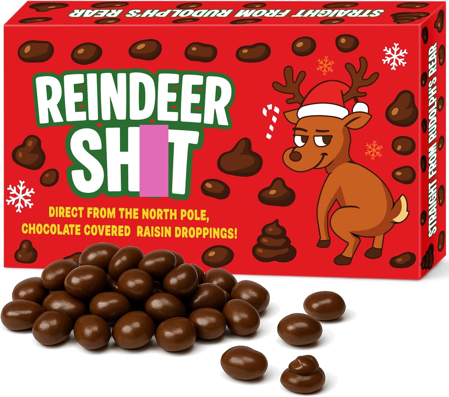 Reindeer Poo Funny Secret Santa Gift Adult Joke Funny Gift For Office Worker Friends Brother Dad Christmas Sweets Chocolate Covered Raisins