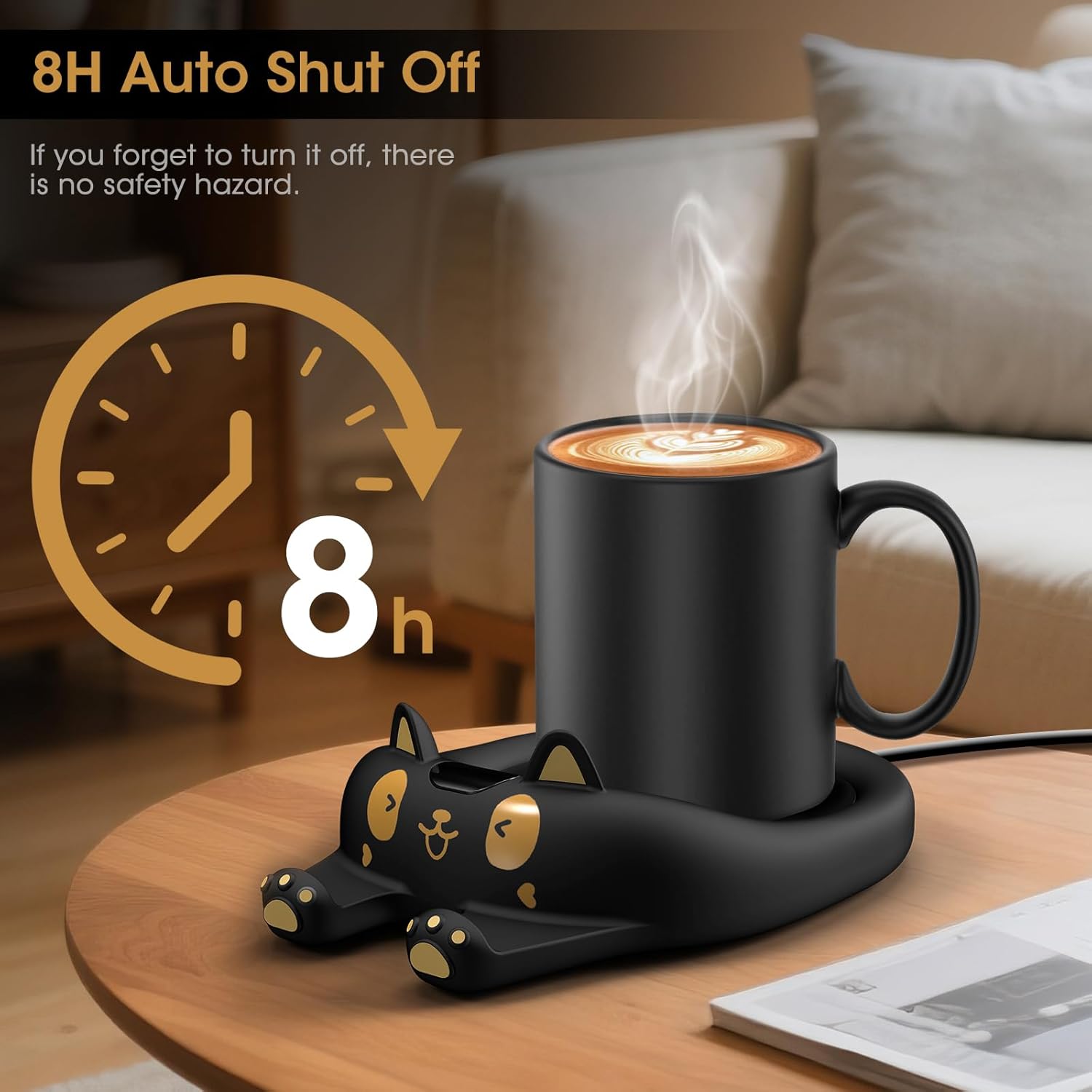 MQFORU Mug Warmer,Coffee Warmer for Desk Candle Warmer Auto Shut Off,Coffee Cup Warmer with 3 Temp Settings,Electric Beverage Warmer Plate for Coffee,Tea,Water Milk and Cocoa - Image 5
