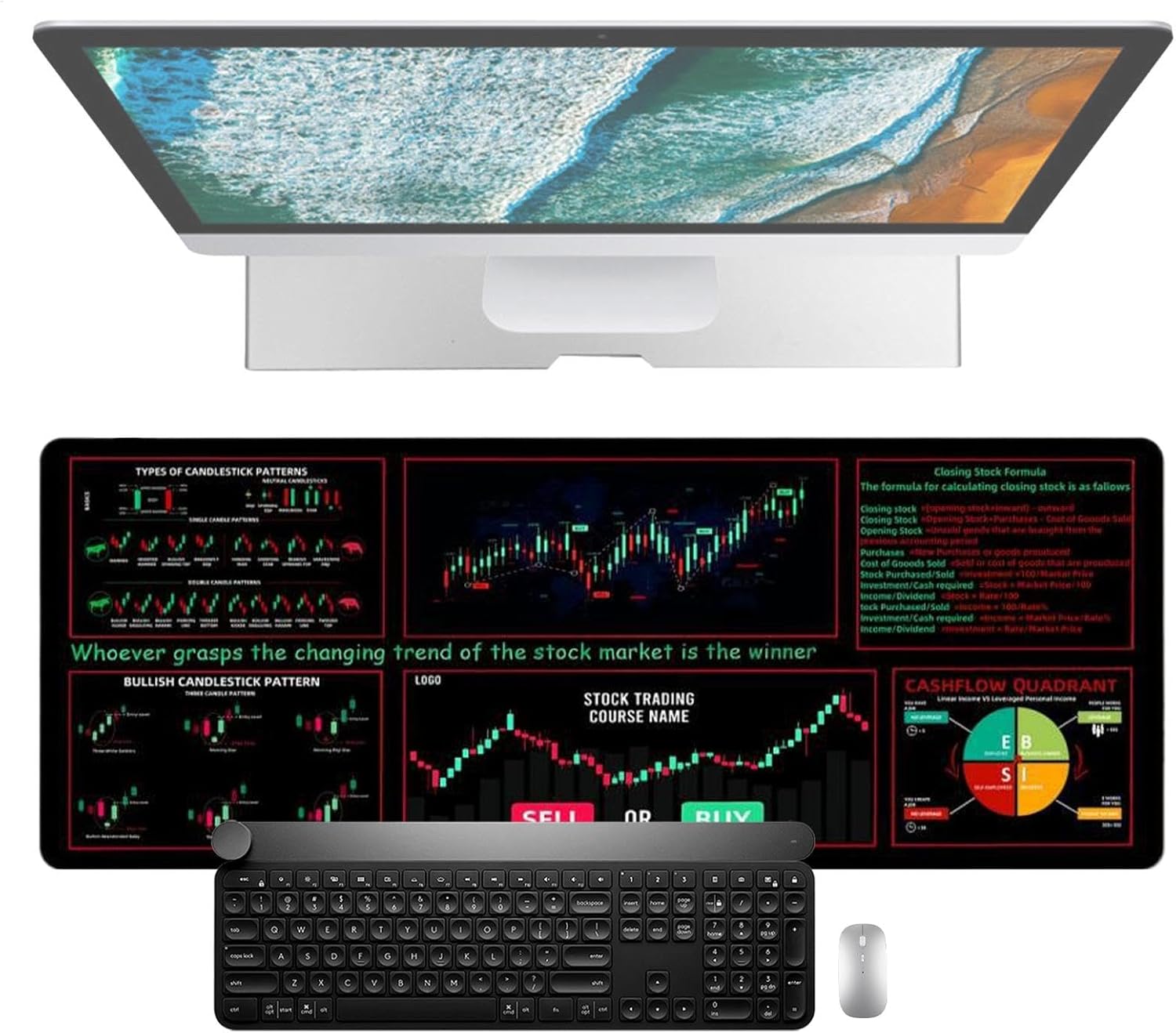 Stock Market Mousepad,800x300mm Day Trader Mousepad Desk Pad Ma - Computer Desk Pad Protective Game Desk Pad for Home Offices Conference Rooms - Image 7