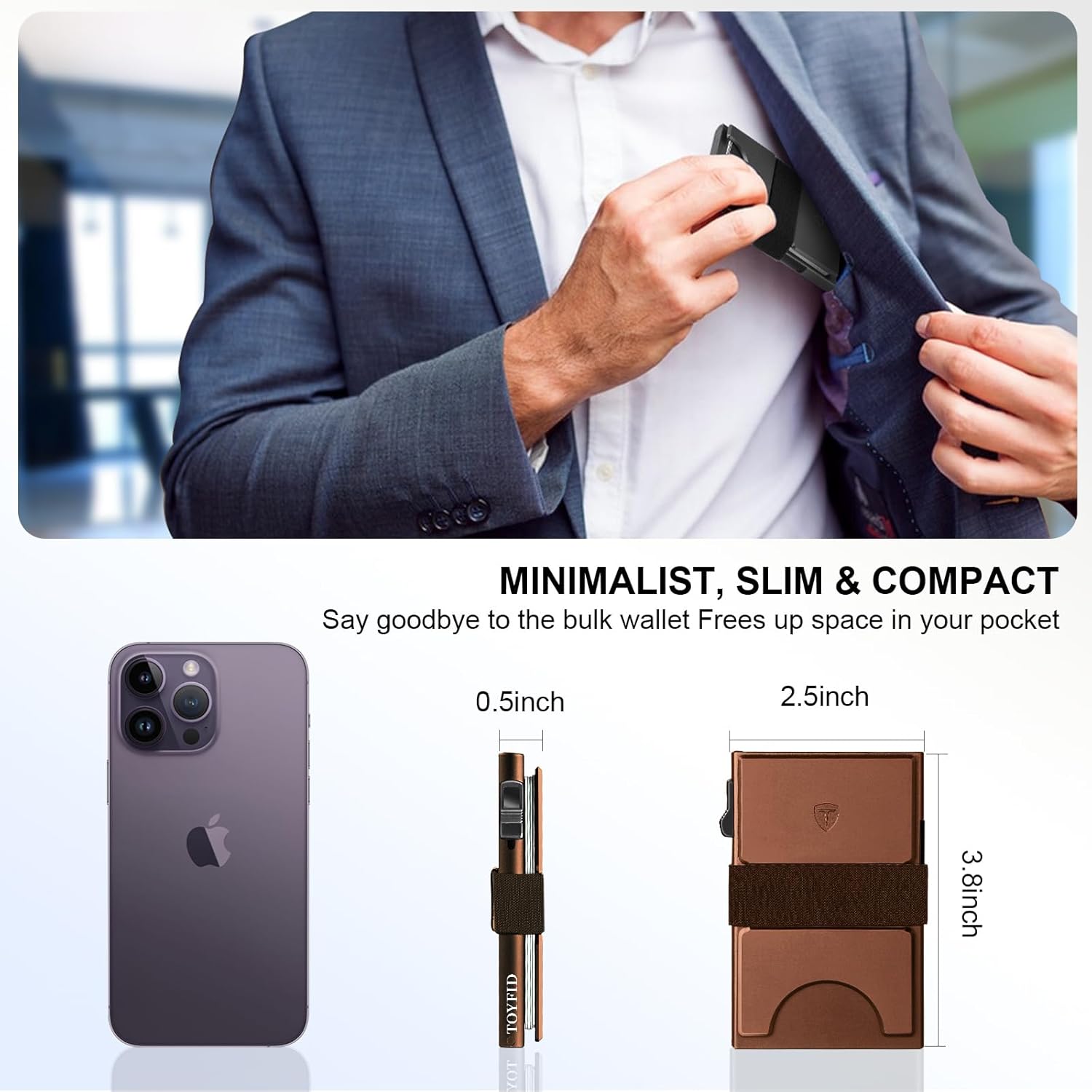 Credit Card Holder for 12 Cards Paper Money RFID Wallet for Men Anti Theft Metal Slim Wallet with Slid Ejector Button Quick Access to Bank Credit Card,Aluminium,Brown - Image 6