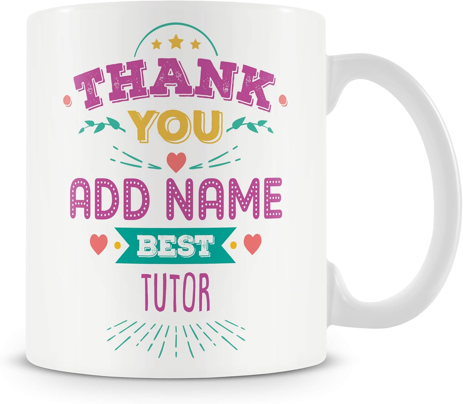 MUGGZ Tutor Mug - Personalised Thank You Gift - Customise with Name - Pink