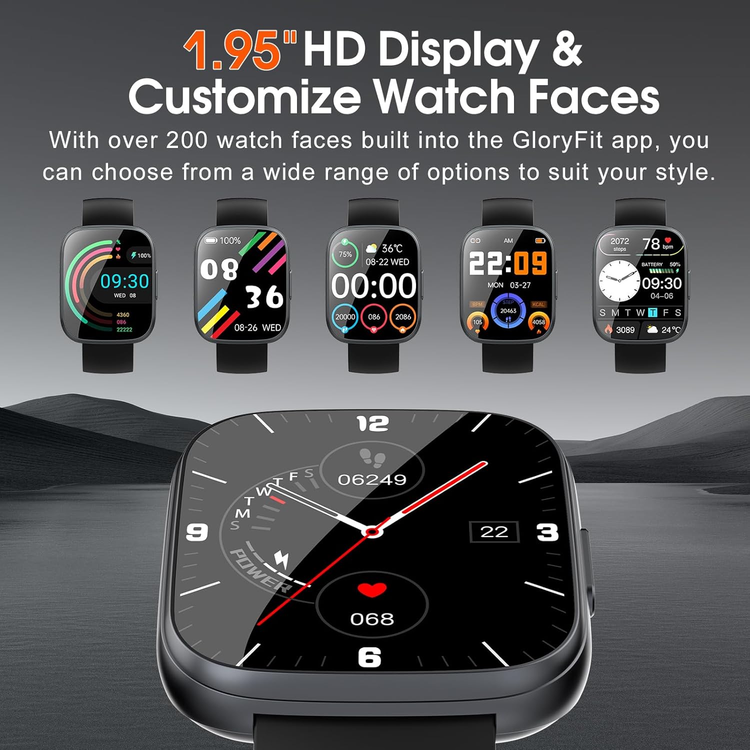 Smart Watch for Men Women Answer/Make Calls, 1.95" Fitness Watch with Hear Rate/Sleep Monitor, Fitness Tracker 110+ Sports Modes Activity Trackers IP68 Waterproof Smartwatch for iOS Android, Black - Image 4