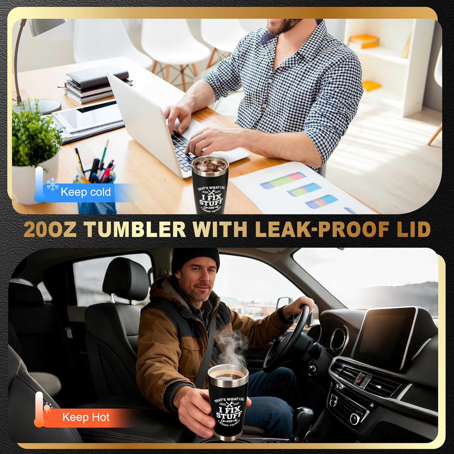 Unique Birthday Gifts for Men - Funny Stainless Steel Travel Tumbler, Multi-Tool Pen, Socks & Keychain Set – Perfect Presents for Dad, Husband, Grandpa, Mechanics & More - Image 5