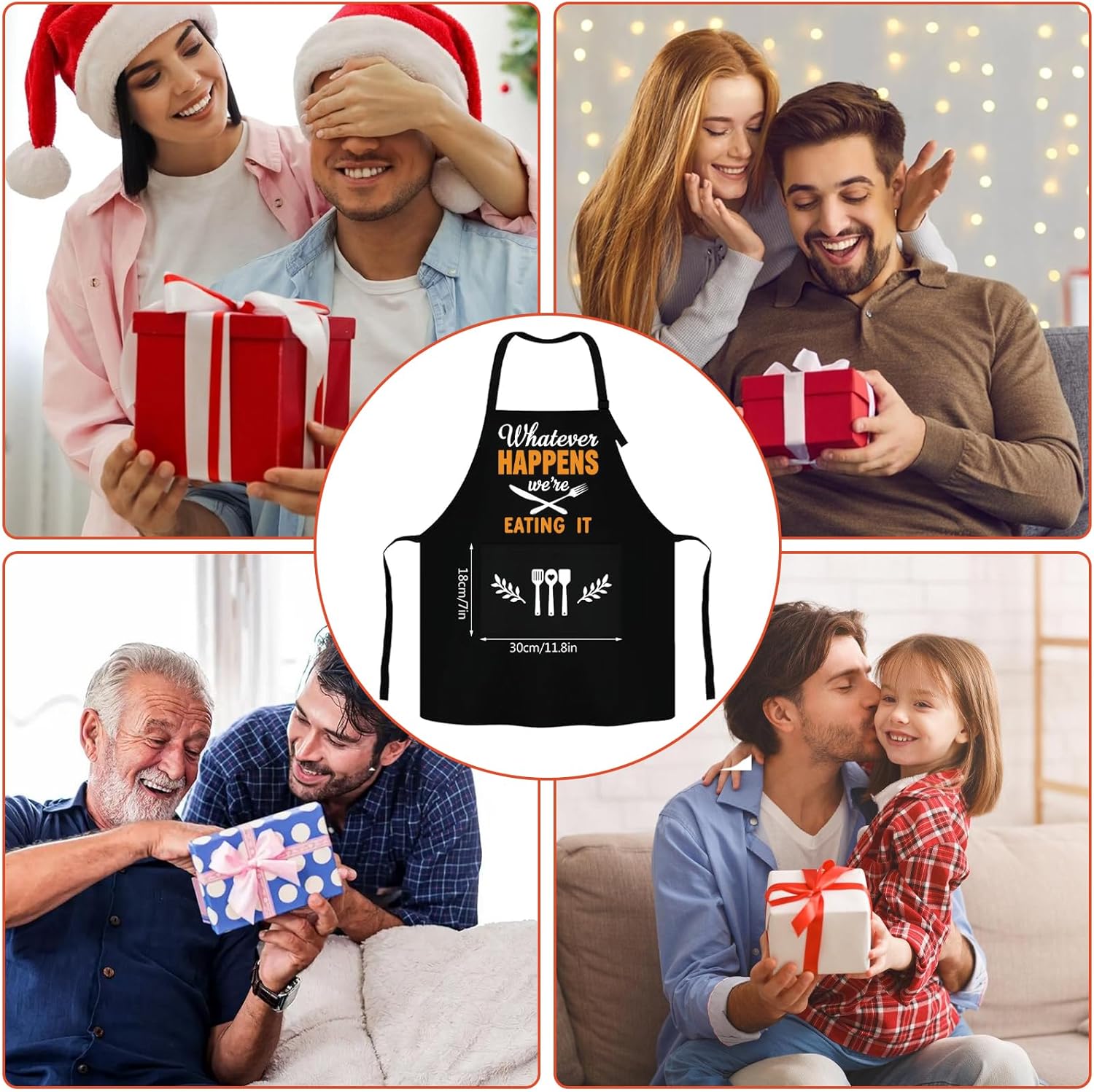 Funny Cooking Grilling BBQ Aprons for Men, Adjustable Chef Kitchen Apron with 2 Pockets, Birthday, Christmas Father Day Gifts for Husband, Dad, Chef, Boyfriend(Whatever Happens We're Eating It) - Image 6