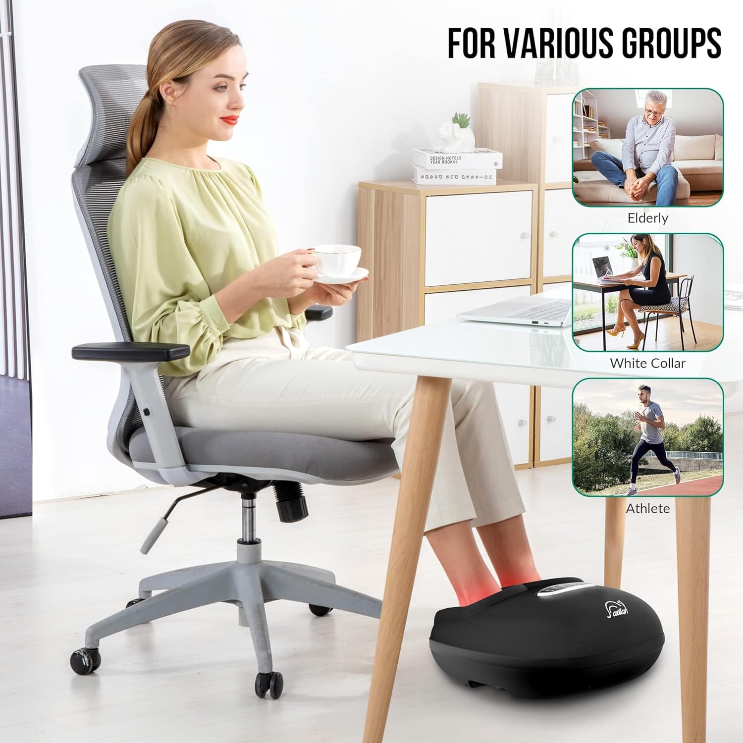 Snailax Shiatsu Foot Massager with Heat, Deep Kneading, Compression, Vibration, Feet Massager Machine for Plantar Fasciitis, Neuropathy, Foot Warmer Under Desk, Size 13, Gifts for Men, Women… - Image 7